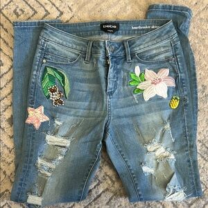 Bebe Women's Blue Embroidered Jeans